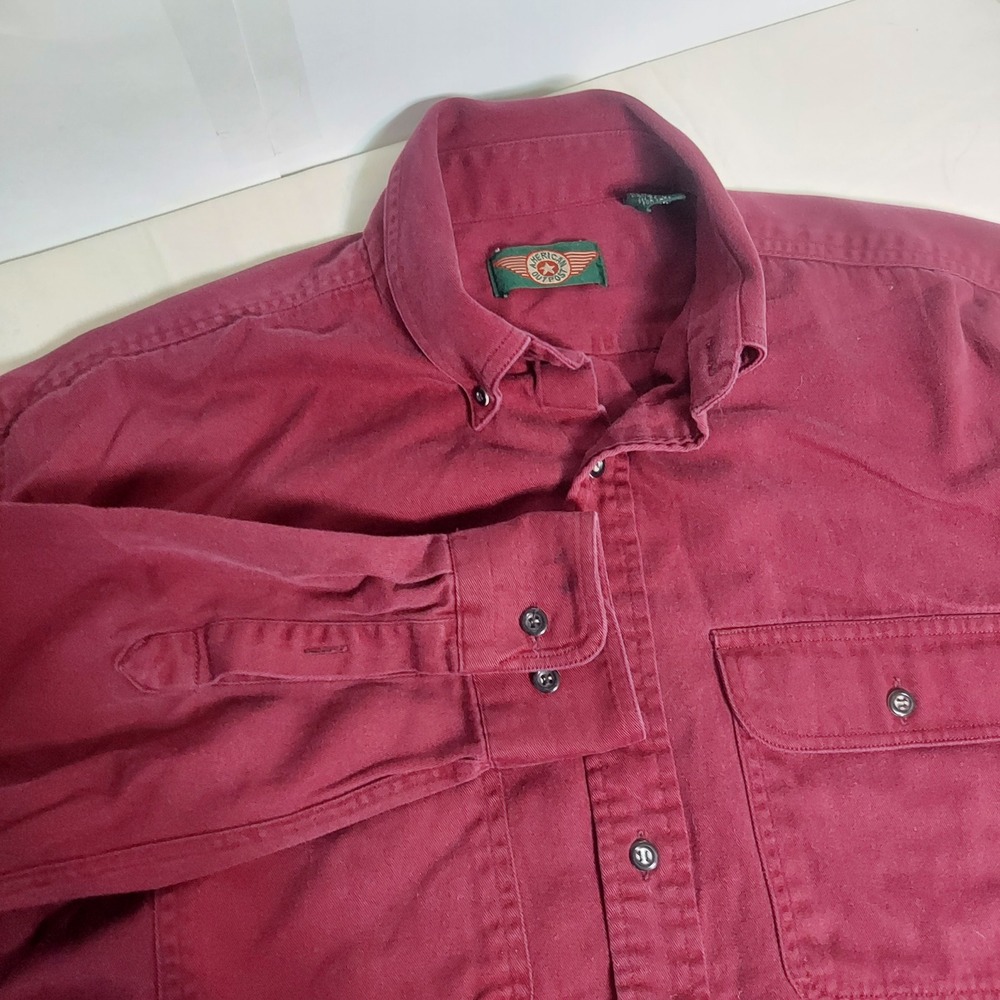 American Outpost Mens Button Up Shirt Long Sleeve Maroon Casual Workwear‎ large
